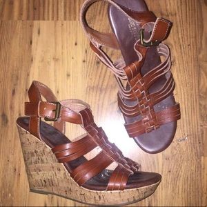 Mossimo Supply Co Brown Strappy Wedges SIZE: 8